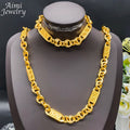 Hip Hop Trendy African Jewelry Sets for Men Women Chunky Necklace Bracelet Gold Plated Fashion Jewellery for Party Daily Gifts