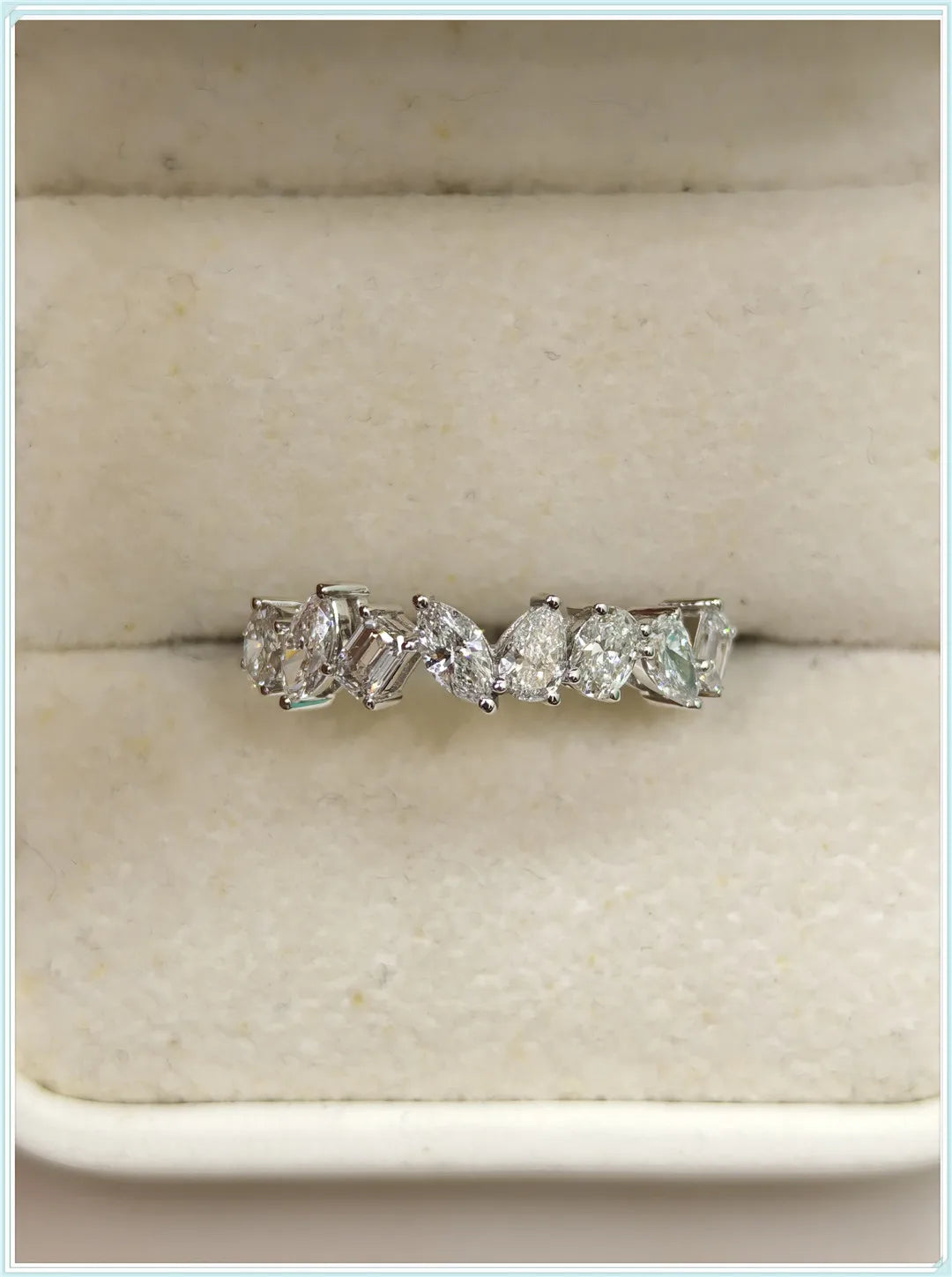 18K Gold Ring Grow Diamond CVD Lab Grow Diamond HPHT shaped diamond row ring couples wedding ring Female factory wholesale