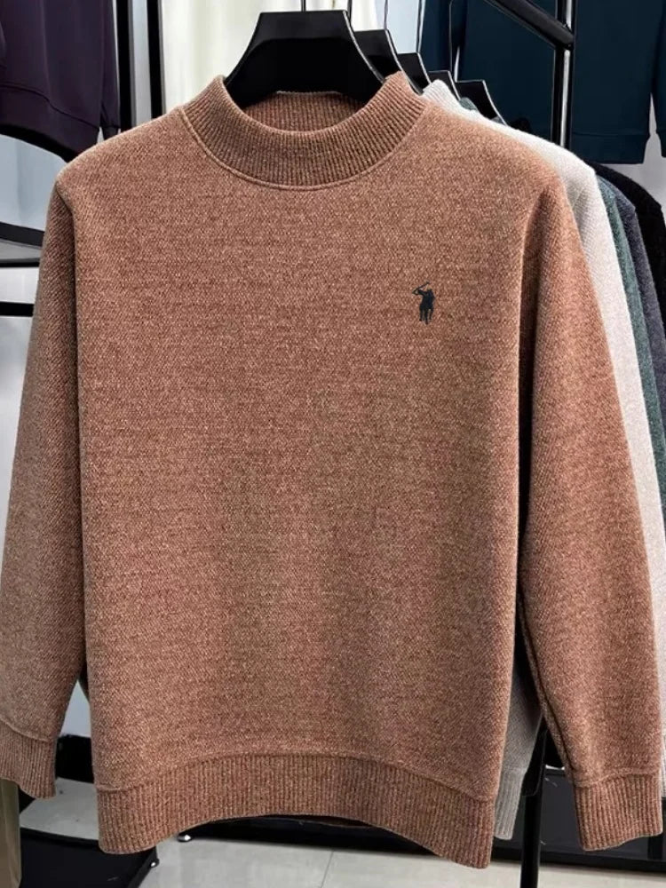 2025 autumn and winter comfortable high-end men sweater fashion brand embroidery business casual versatile warm long sleeved top