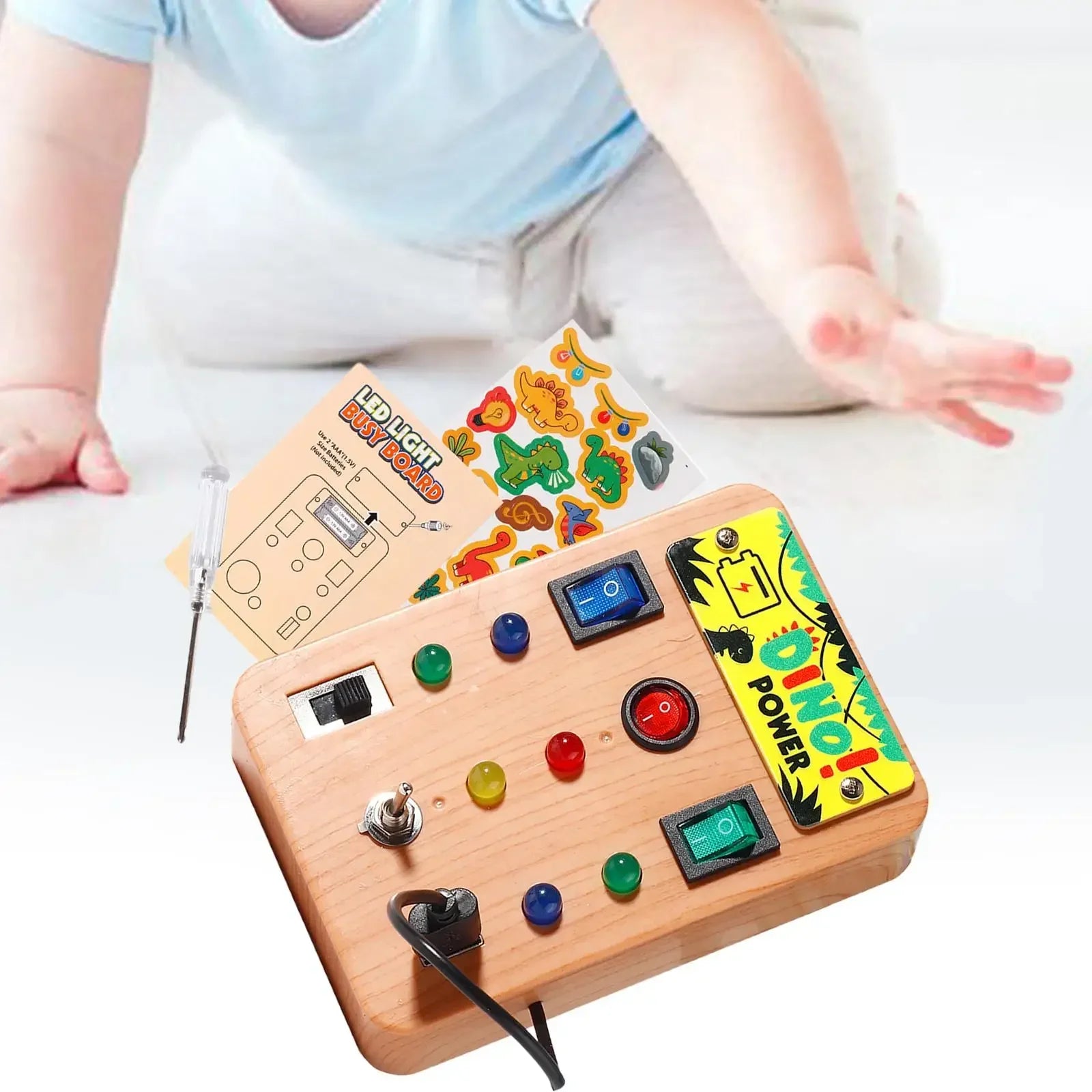 Children's Montessori LED light busy board simulation switch power board light button intelligence early education learning toys