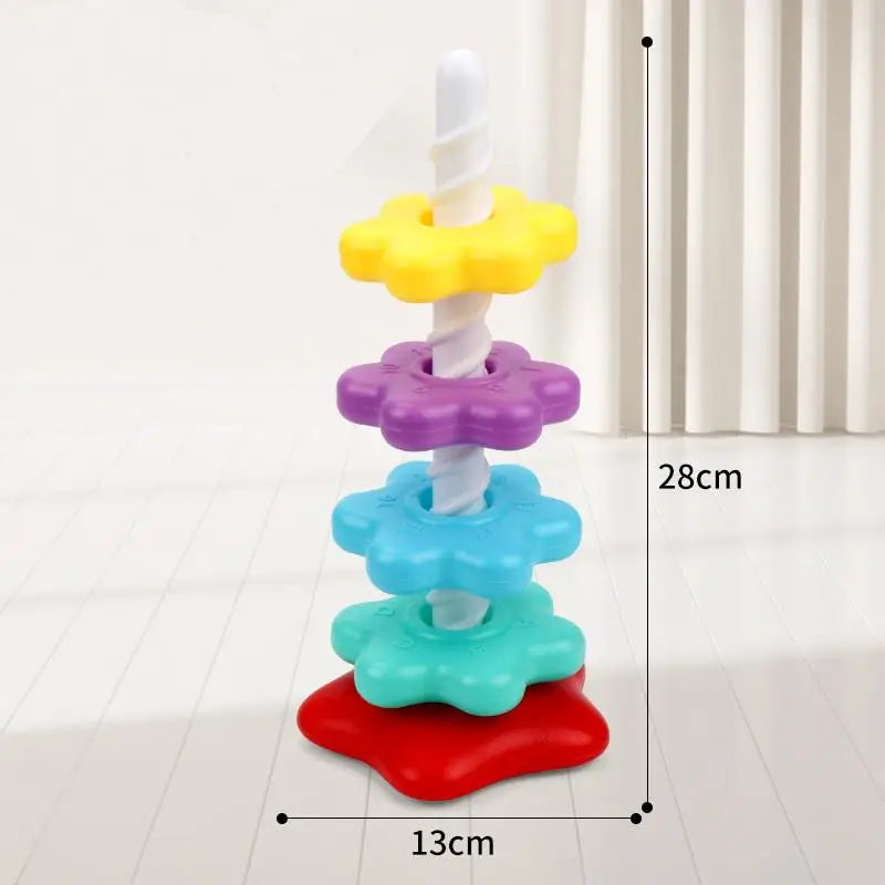Montessori Baby Tower Game; Spinning and Stacking Rainbow Puzzle; Motor Skill Development; Kids Gift