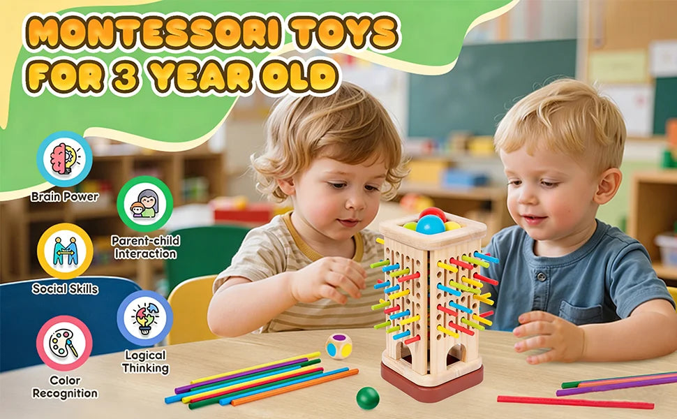 Montessori Game Wooden Board Game Multiplayer for Kids 4-8 Math Educational Fine Motor Skill Toy for Girl Boys Classic Fun Games