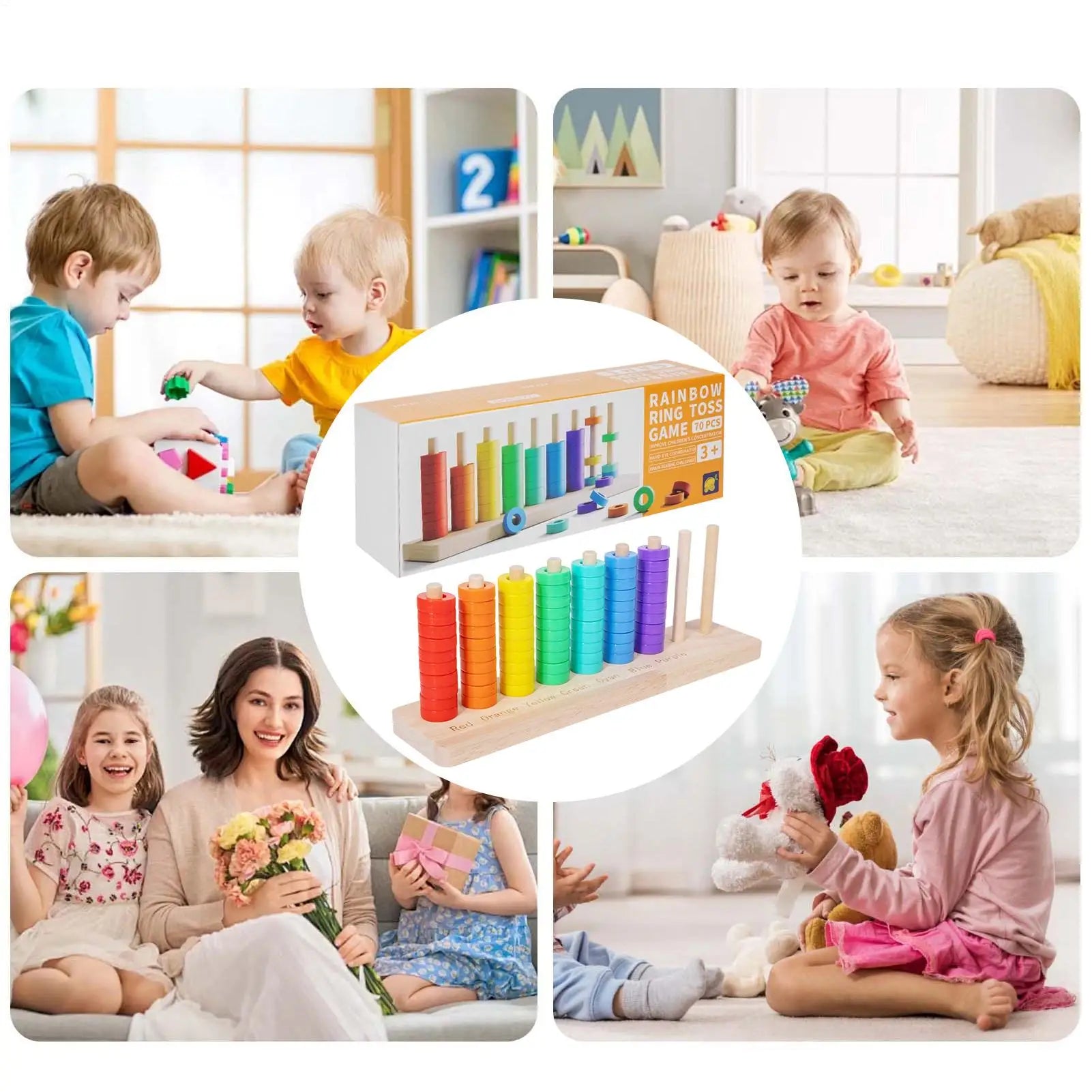 Montessori Wooden Colors Cognitive Matching Game Early Learning Educational Toys For Children Kids Logical Thinking Training