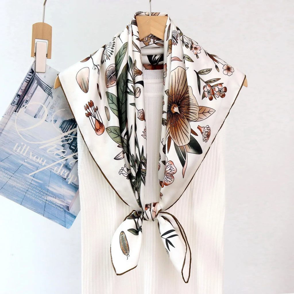 Twill Silk Scarf Luxury Mulberry Shawls Hand-Rolled Edges Bandanas Tops Accessories Head Hair Bag Decorations