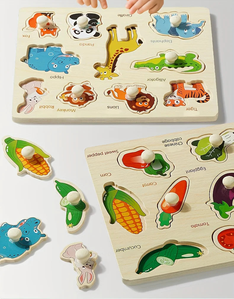 Montessori early education geometry beginner puzzle board, hand-held fixed board puzzle development, puzzle block shape matching