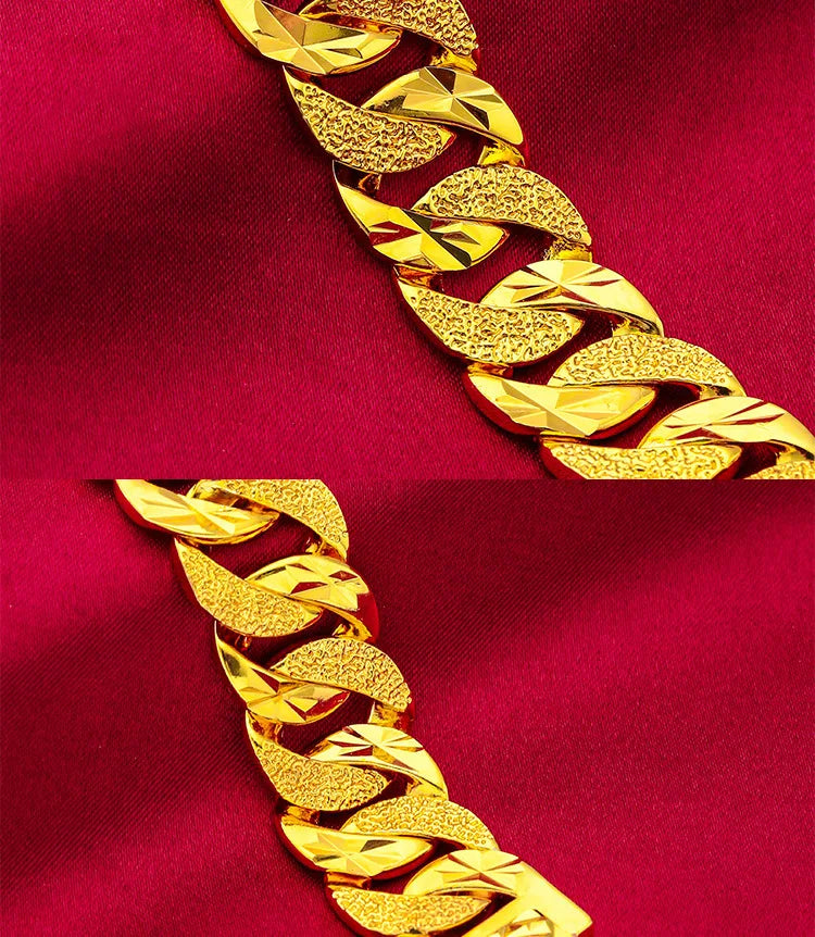 24K Gold 15mm Wide Cuff Bracelet Men AU999 - 24K forged/AU999 certified, 15mm wide, sleek and bold for men