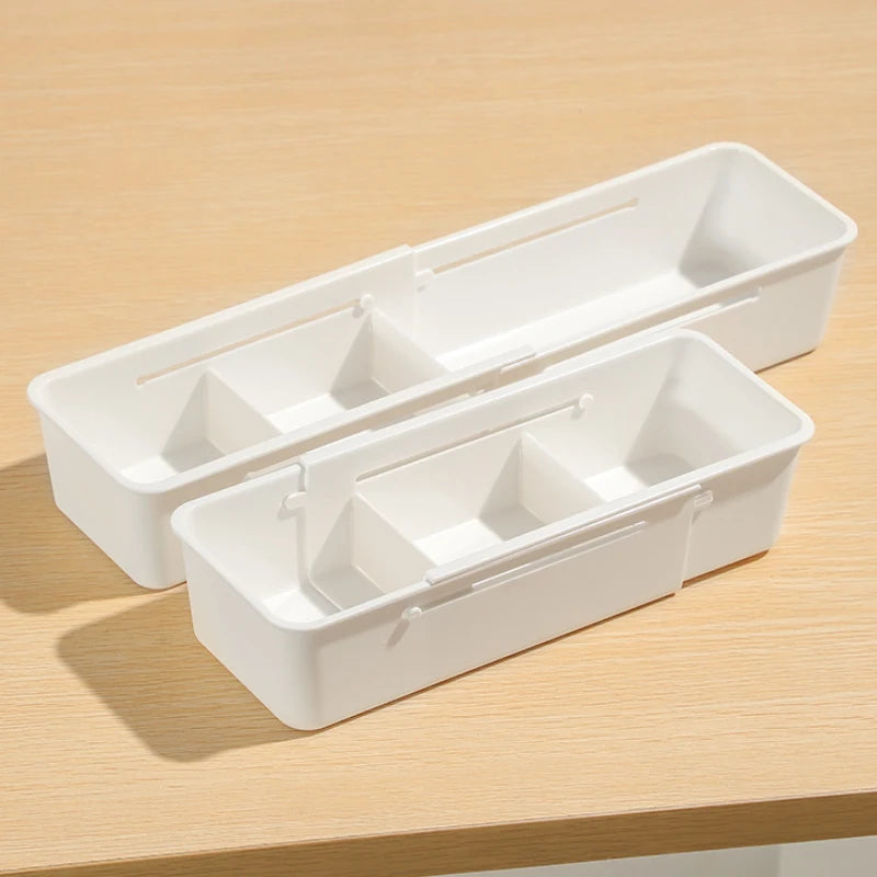 Kitchen Telescopic Drawer Organizer Cabinets Tableware Classified Storage Box with Partitions Multifunctional Storage basket