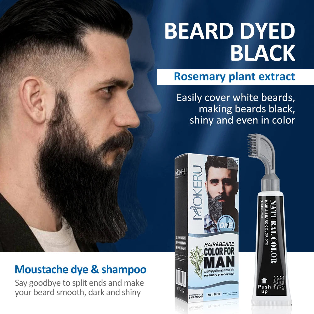 1Sets 3 Minutes Black Beard Dye Cream With Comb 80ml Rosemary Natural Black Beard Dye Shampoo Pure Instant Hair Dye Cream