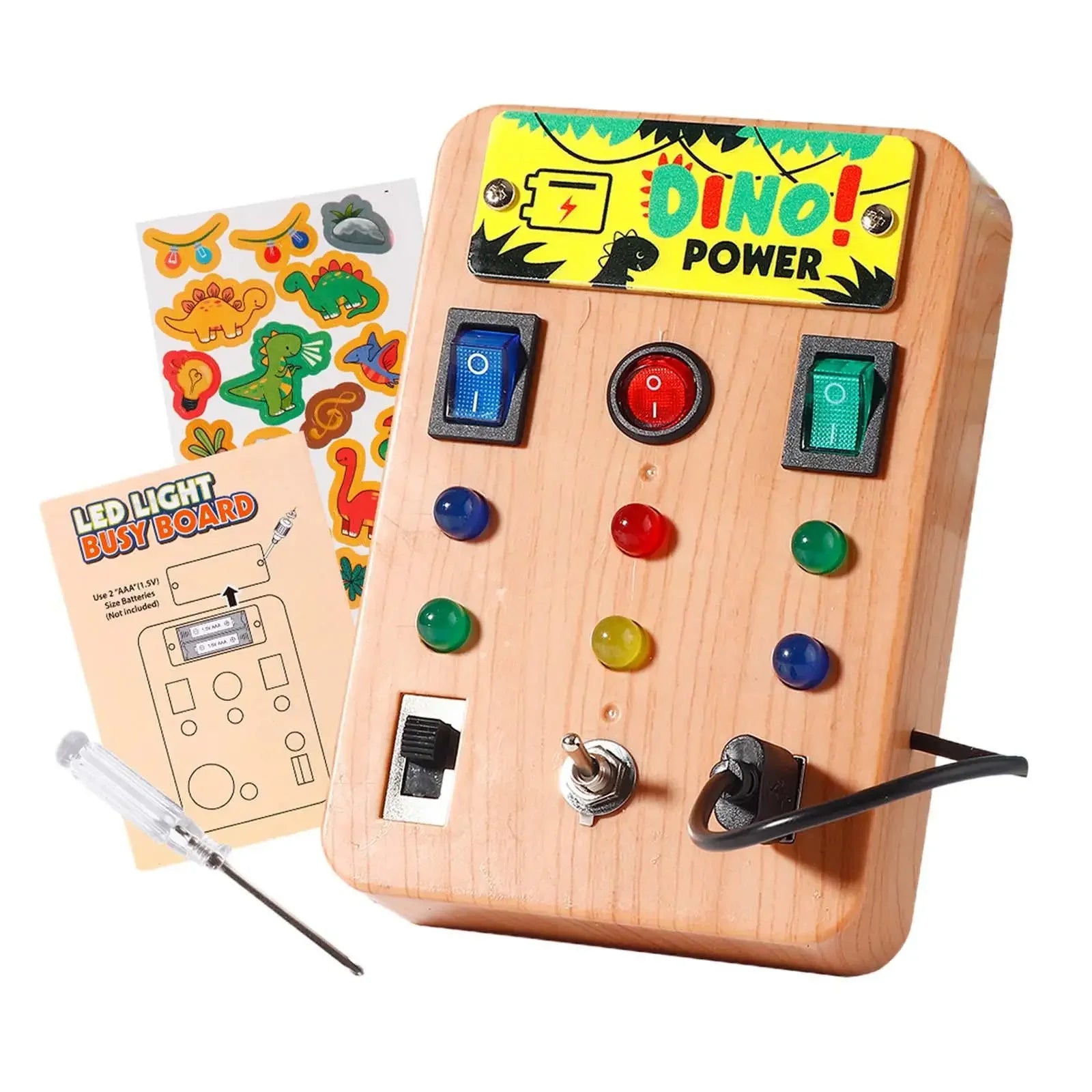 Children's Montessori LED Light Busy Board Simulation Switch Power Board Busy Light Button Puzzle Early Education Learning Toy
