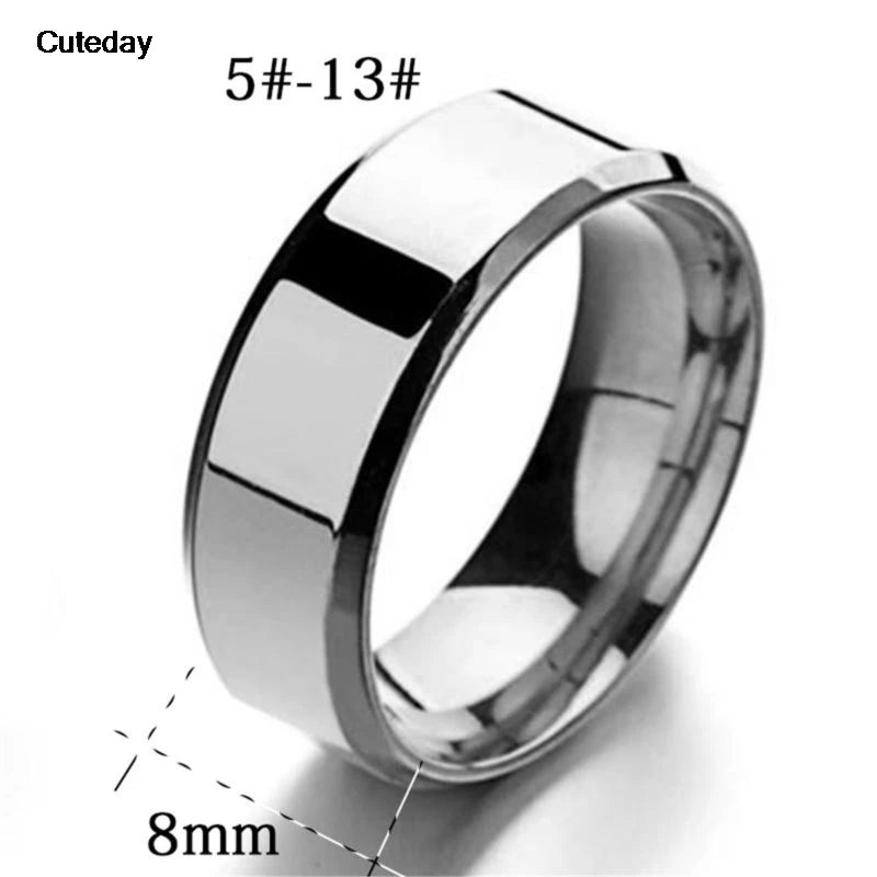 Stainless Steel Rings for Men, Colors: Black Golden Silvery Color, US Size 6-13, Men's Simple Band Rings