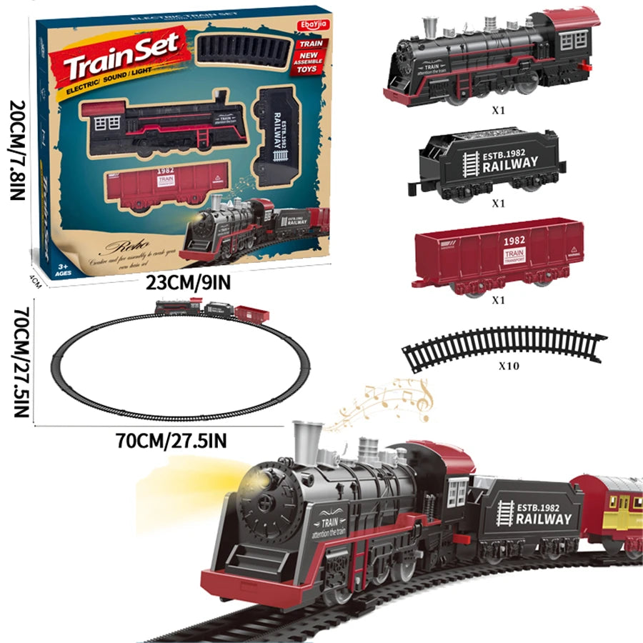Electric Train Rail Car Simulation Retro Model Train High Speeds Rail Toy Boy Set