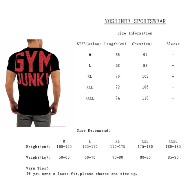 Men's Fashion T Shirt Men Tops Summer Fitness Bodybuilding Clothes Muscle Male Shirts Cotton Slim Fit Tees