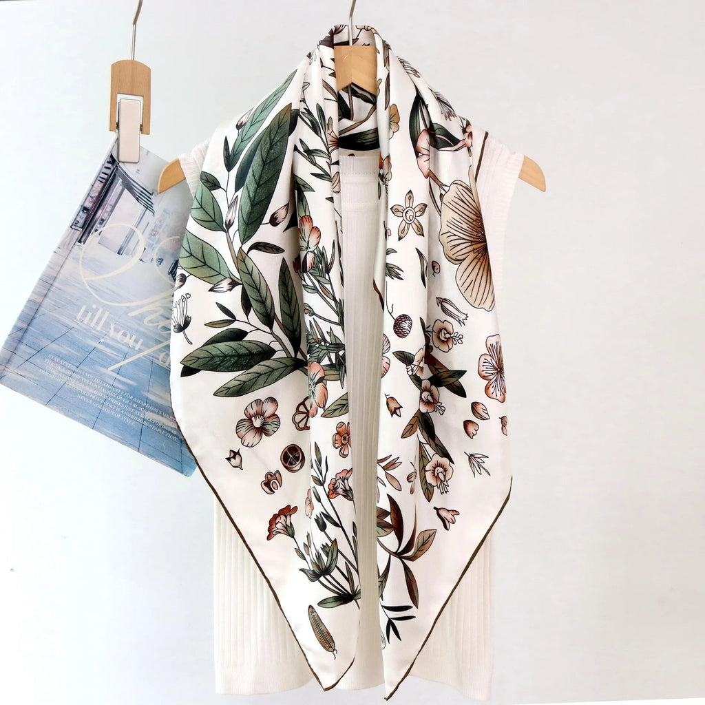 Twill Silk Scarf Luxury Mulberry Shawls Hand-Rolled Edges Bandanas Tops Accessories Head Hair Bag Decorations