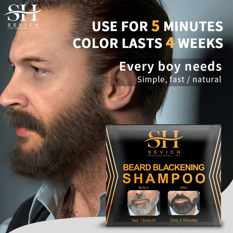 3 Minutes Black Beard Dye Cream Beard Paint Men Beard Coloring Dye Shampoo Natural Beard Cover Fast Permanent Gray Hair Dye