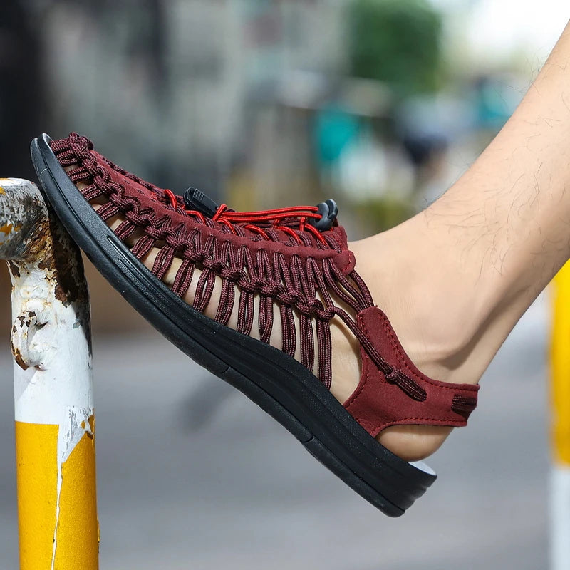 Men Sandals Summer Weave Shoes Boys Sandal Mens Sandles Outdoor Breathable Comfort Slip On Plus Big Size 45 46 Sandalias Hombre