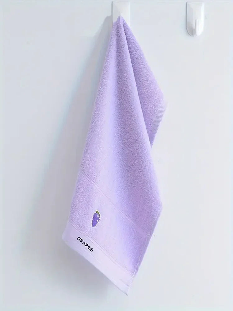 Set of 5 Soft Cotton Embroidered Fruit Theme Hand Towels - Ultra soft, absorbent and quick drying face towel with design