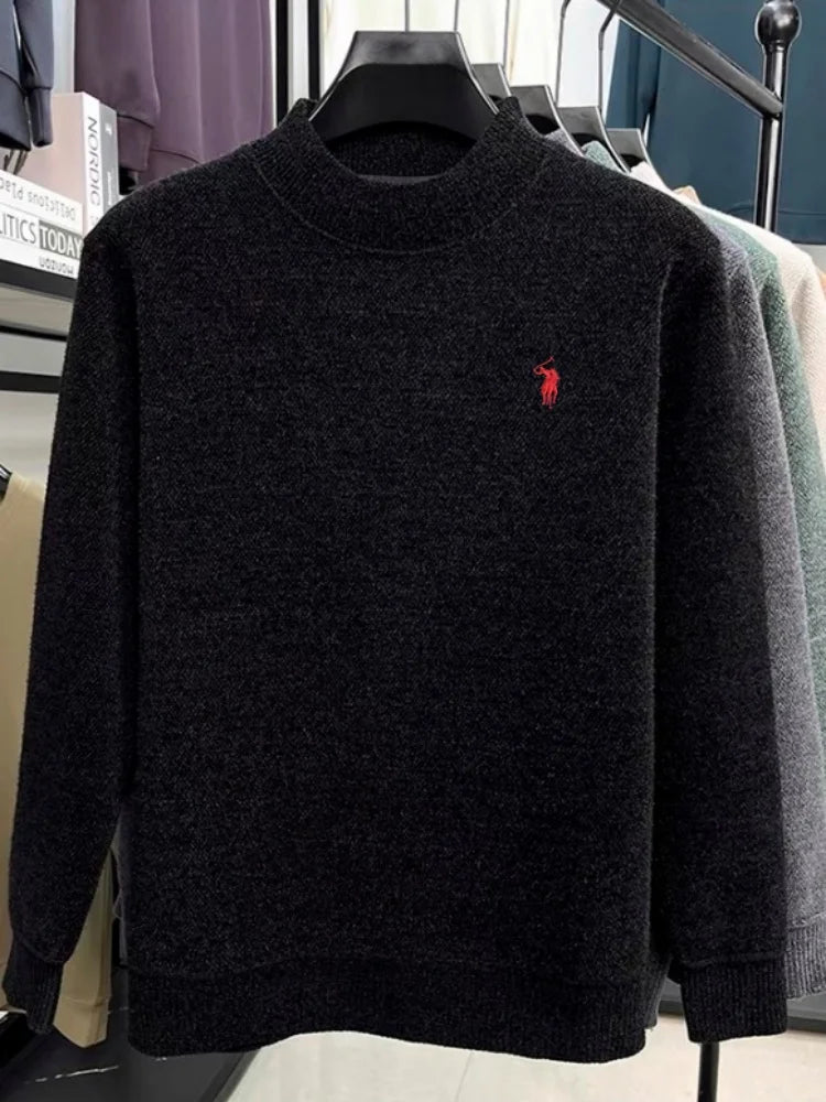 2025 autumn and winter comfortable high-end men sweater fashion brand embroidery business casual versatile warm long sleeved top