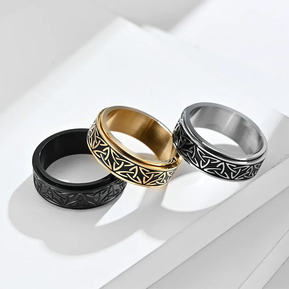 Vikings Celtic Knot Rune Rings For Men Rotating Stainless Steel Anti Stress Anxiety Relife Spinning Ring Anillo Antiestres