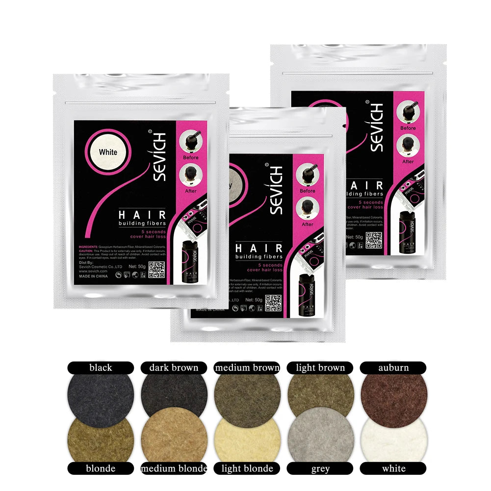 SEVICH Hair Fiber 100g Keratin Hair Fiber Thickening powder Hair Building Fiber Spray Instant Regrowth Powder Hair Loss Conceale
