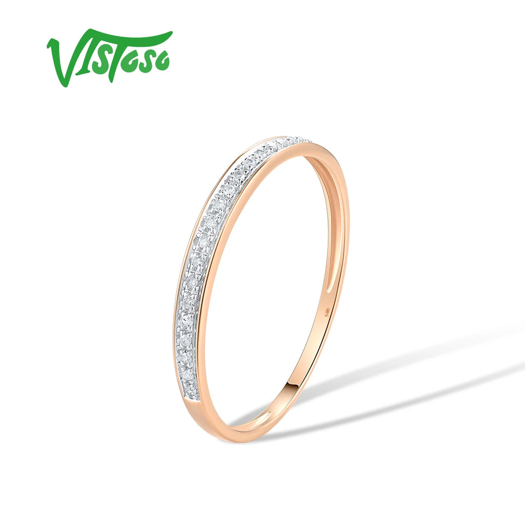 VISTOSO Genuine 14K White/Yellow/Rose Gold Rings For Women Simple Style Eternal Diamond Ring Engagement Anniversary Fine Jewelry
