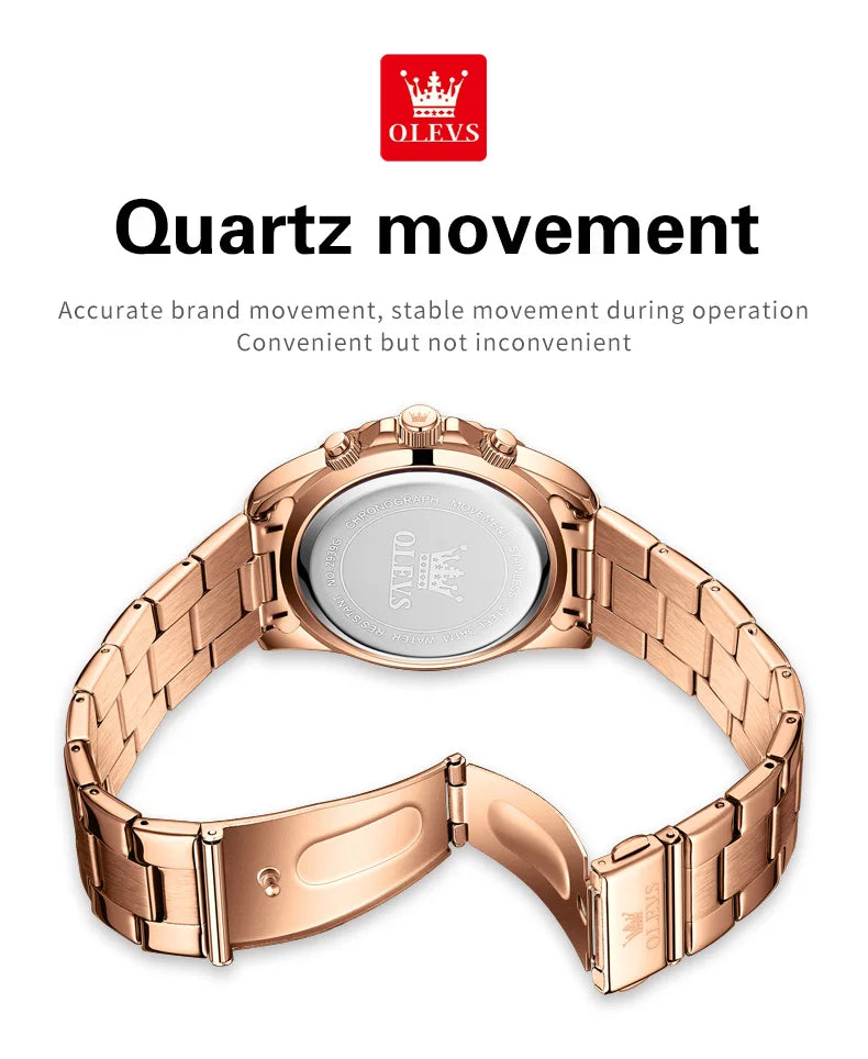 Watches For Men OLEVS Original Rainbow Gem Light Rose Gold Luxury Series Quartz Watch Waterproof Steel Strap Men's Watch New