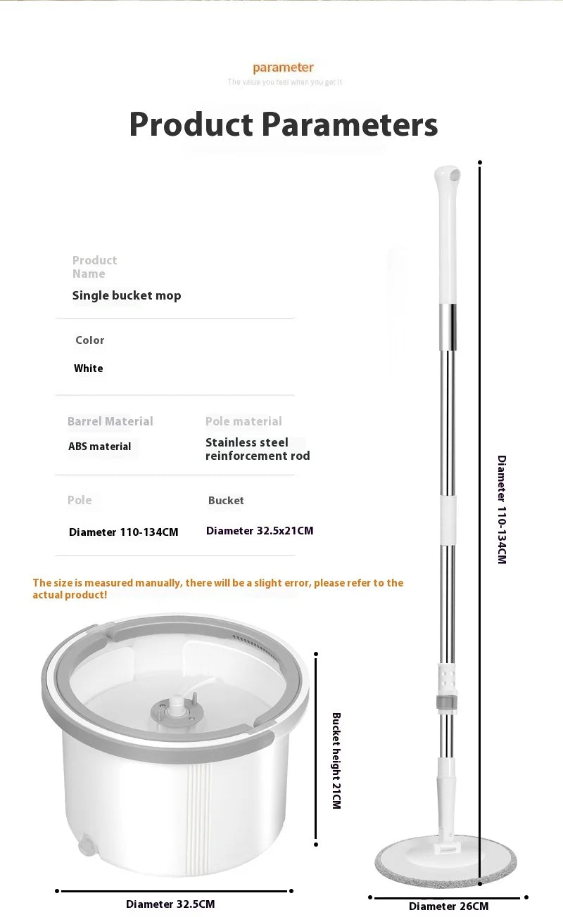Mops Floor Cleaning Water Separation 360 Spin Mop with Round Bucket Microfiber No Hand-Washing Automatic Dewatering Squeeze