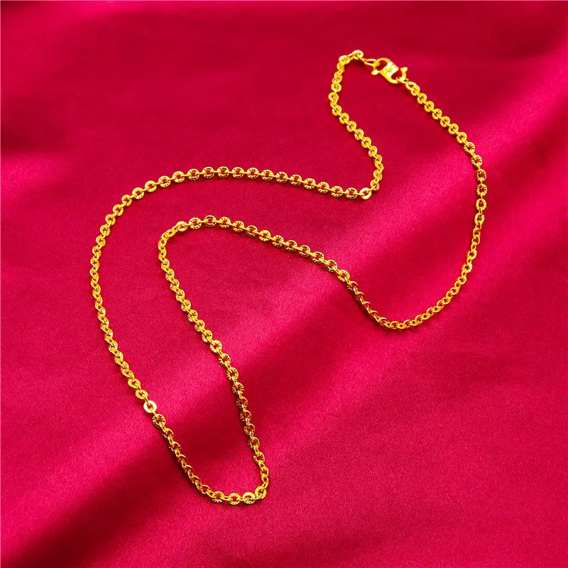 24K Gold S-Clasp Necklace | AU999 Pure Gold, iconic S-shaped clasp, shiny chain, elegant and versatile for daily wear