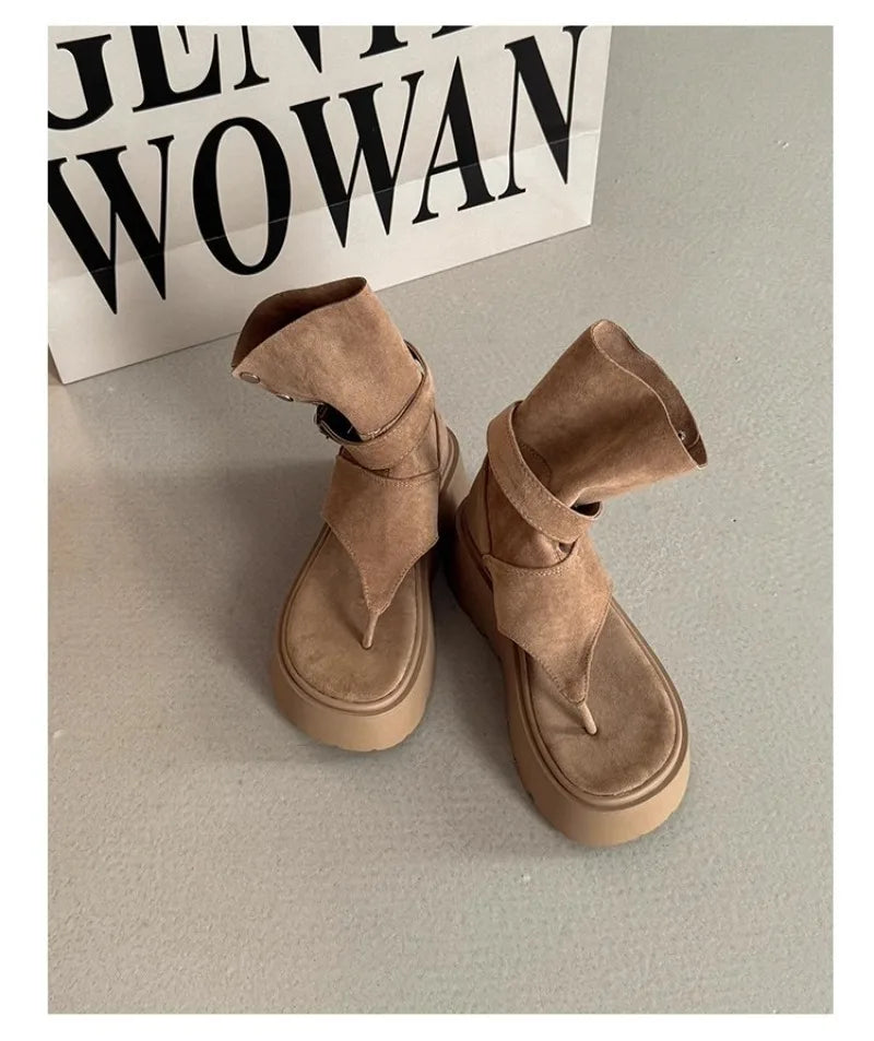 Women's Sandals Summer Fashion Bohemian Platform Sandals Hollow Out Ort Tube Pants Women Boots Retro Roman Boots Sandalias Mujer