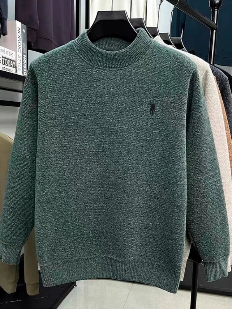 2025 autumn and winter comfortable high-end men sweater fashion brand embroidery business casual versatile warm long sleeved top