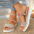 Summer Beach Vocation Bohemian Sandals Woman Wedge Heels Colorful Woven Platform Slippers Women Plus Size 43 Sandalias De Mujer