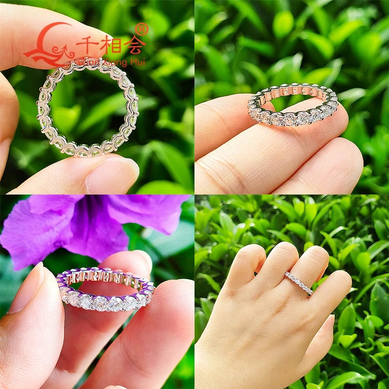 10k 14k 18k gold Platinum PT950  3mm round D VS1 HPHT diamond Eternity Band ring  Jewelry Engagement wedding certificatied