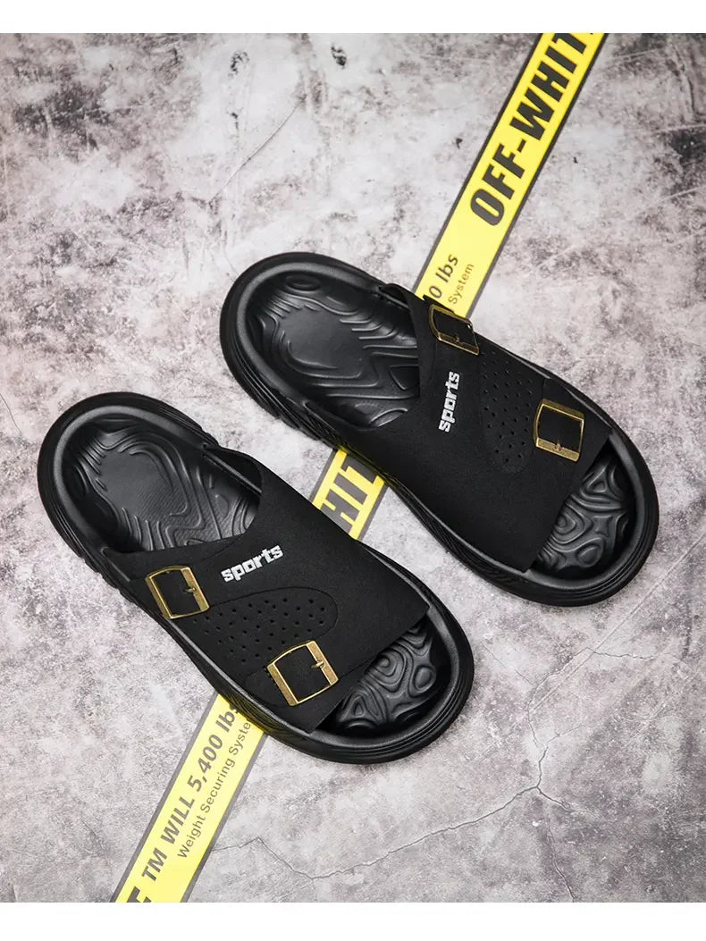 New Business Style Sandals For Men Handmade One Strap Slides Casual Outdoor Beach Walking Comfortable Non-Slip Footwear