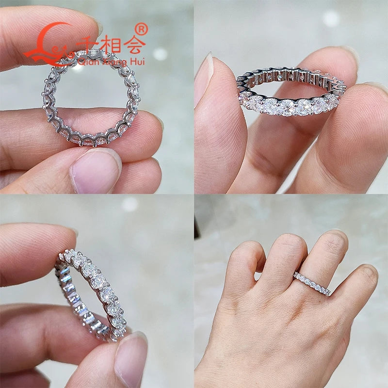 10k 14k 18k gold Platinum PT950  3mm round D VS1 HPHT diamond Eternity Band ring  Jewelry Engagement wedding certificatied