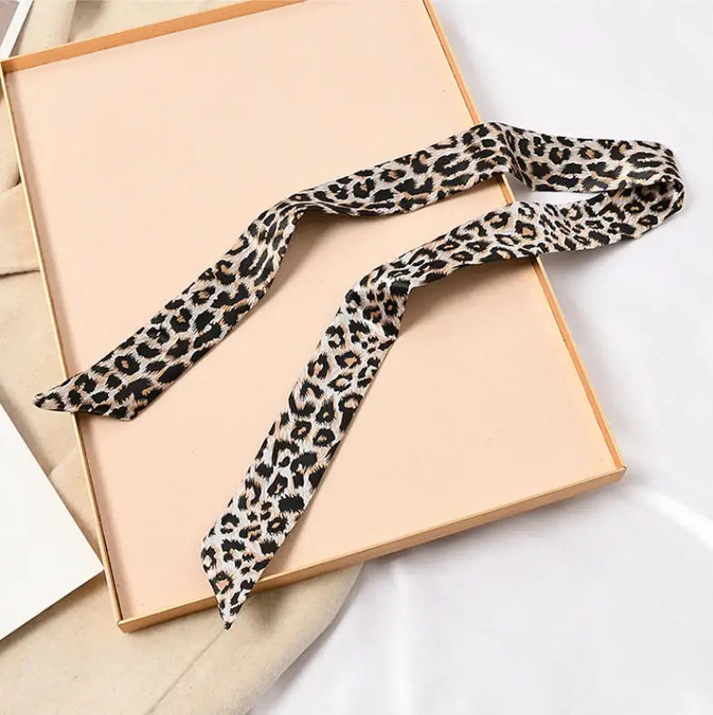 Skinny Silk Scarf Hair Strip Silk Ribbon Small Neck Scarves Bag Handle Ribbon Scarf Kerchief Ladies Ribbon Hair Band Small Scarf