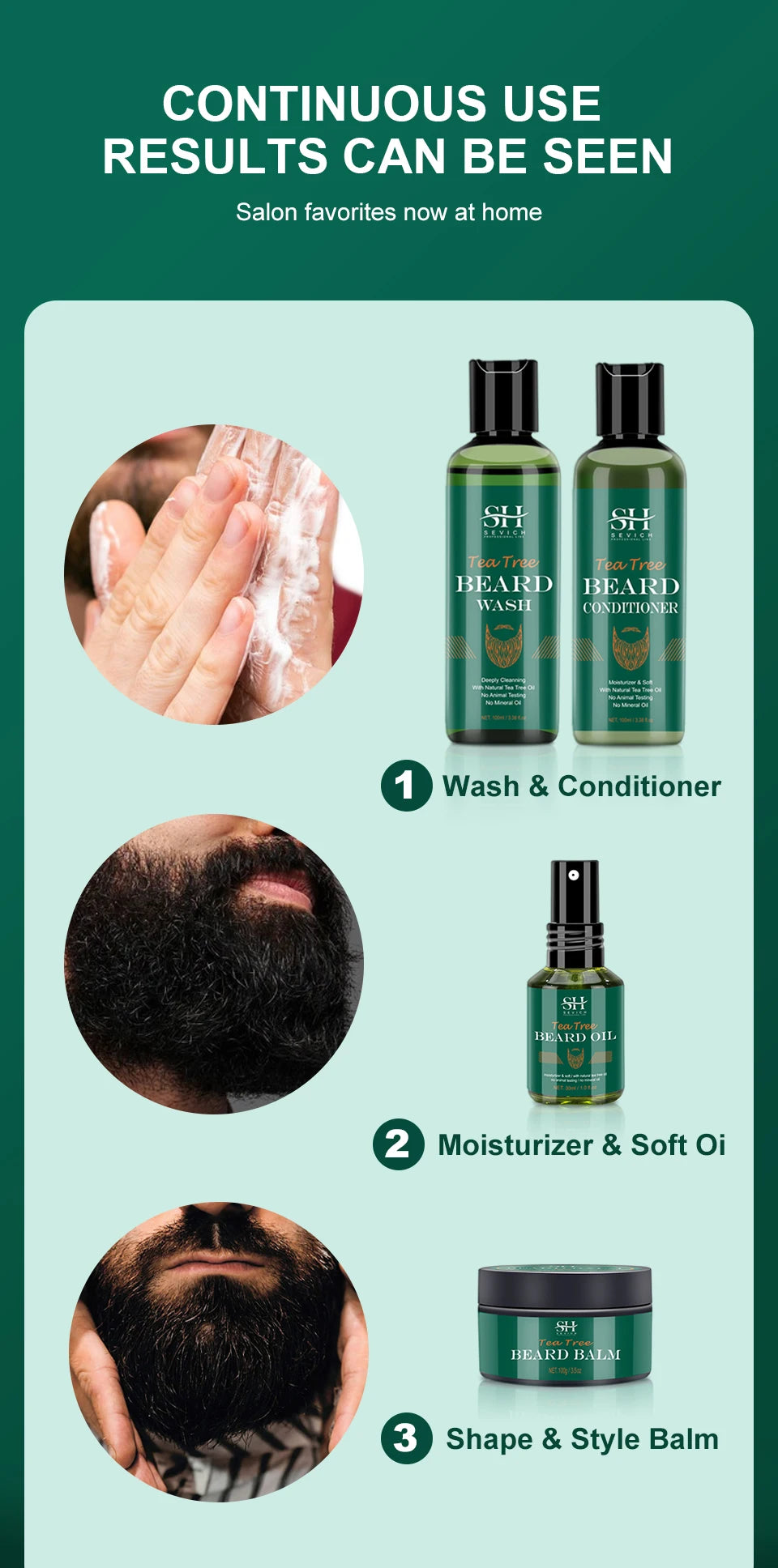 2023 Beard Growth Kit For Men Nourishing Moisturizing Moustache Growth Enhancer Oil Tea Tree Anti Hair Loss Shampoo Beard Care