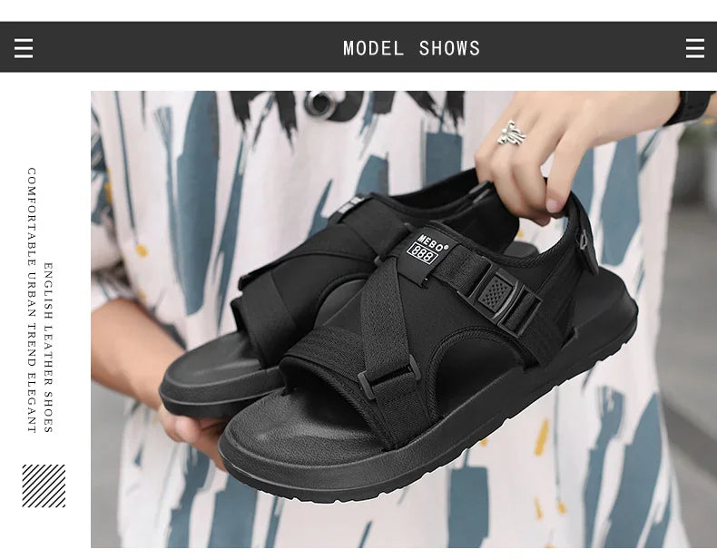 Summer Men Sandals Lightweight Open Toe Flat Mens Casual Shoes Outdoor Walking Sandals for Men Beach Shoes Size 39-45