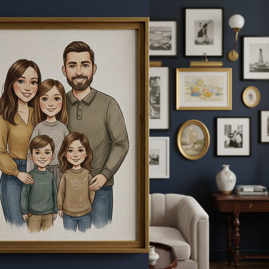 Custom Family Portrait Canvas - Detail
