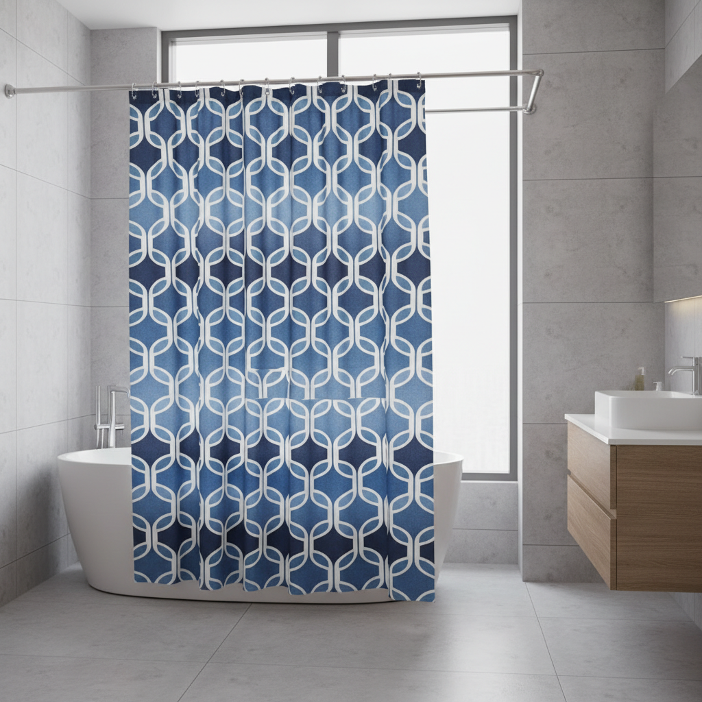 Geometric Waves Shower Curtain