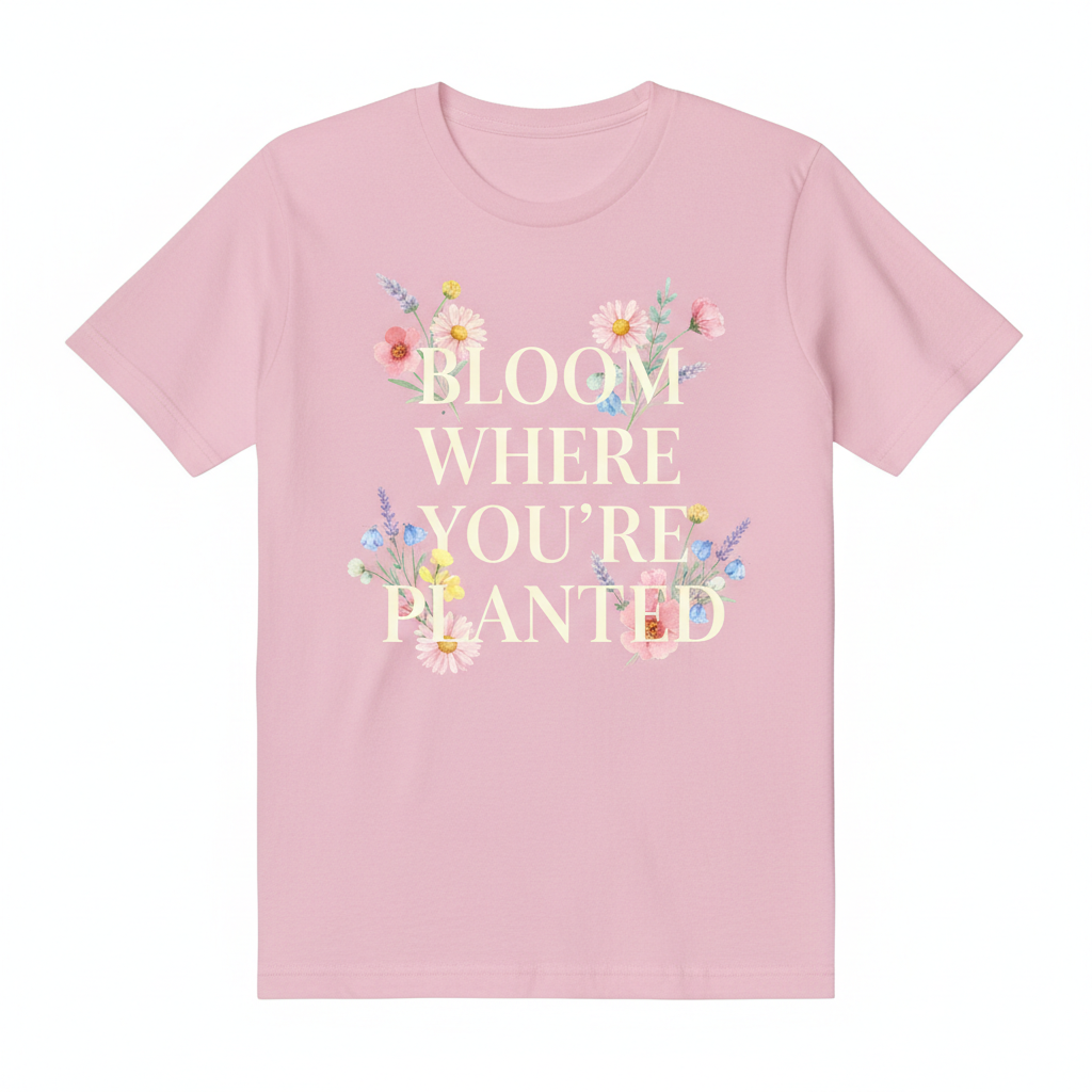 Bloom Where You're Planted tee flat lay view