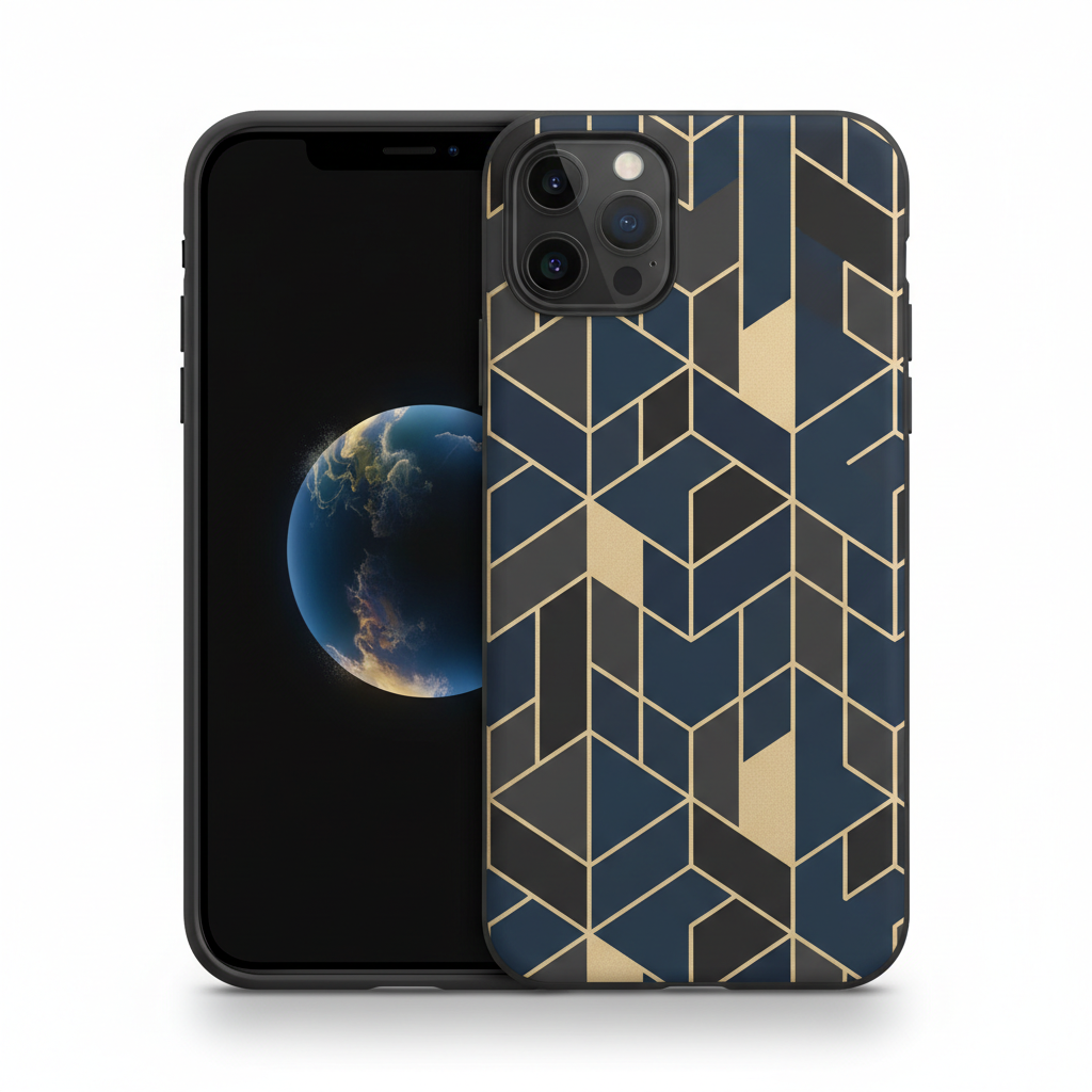 Modern custom phone case with design pattern on white background