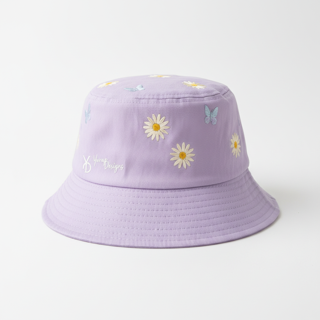 Spring Bloom pastel lilac bucket hat front view