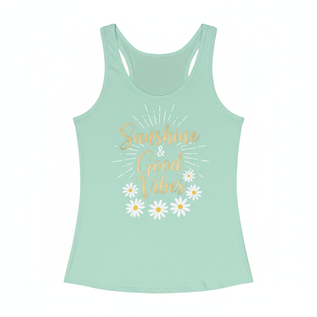 Sunshine & Good Vibes pastel mint tank front view