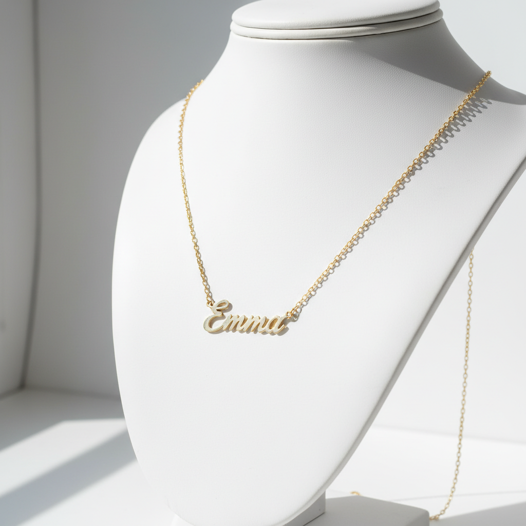Custom name necklace in gold script