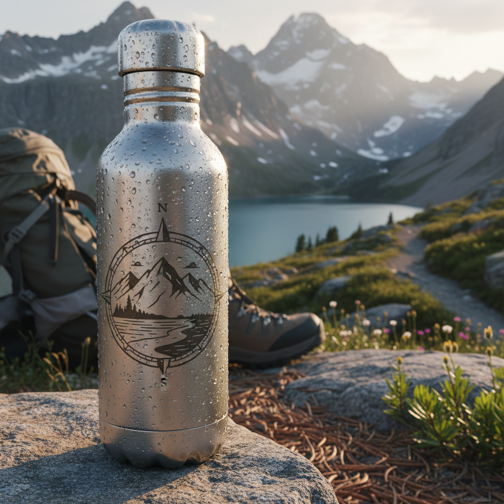 Stainless steel insulated water bottle with custom design and condensation