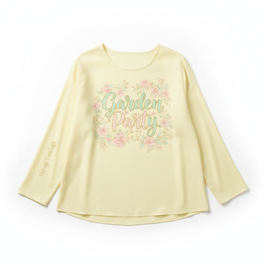 Garden Party pastel yellow long sleeve front view