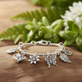 Garden charm bracelet with nature themed charms