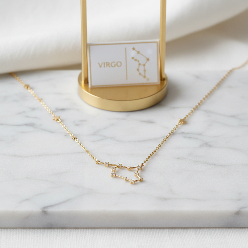Zodiac constellation necklace with star pattern