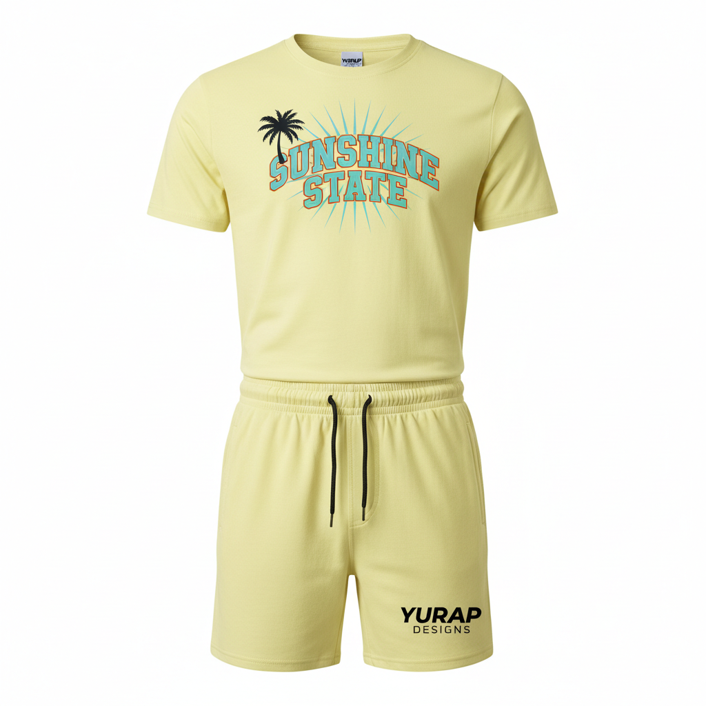 Sunshine State pastel yellow men's short set front view