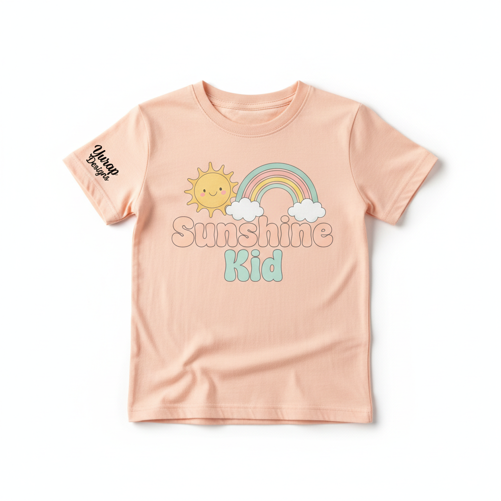 Sunshine Kid pastel peach kids' tee front view