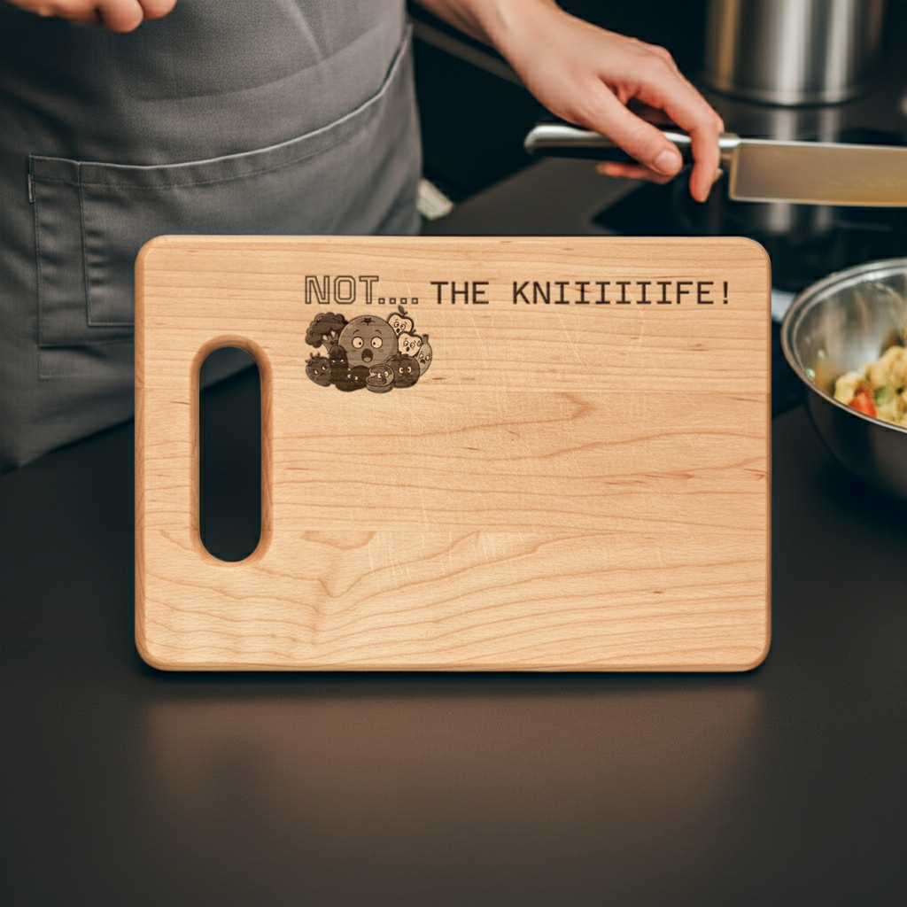 Custom Engraved Wooden Cutting Board —  'NOT...THE KNEEEEEIFE!'